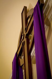 Cross with purple drape
