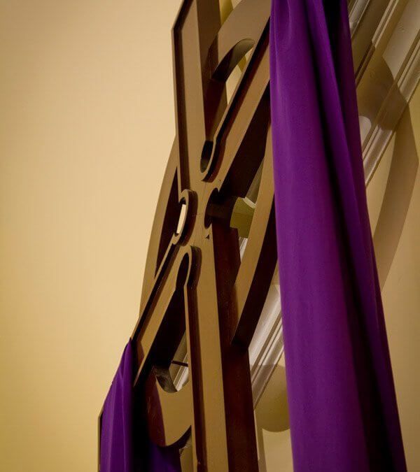 Cross with purple drape